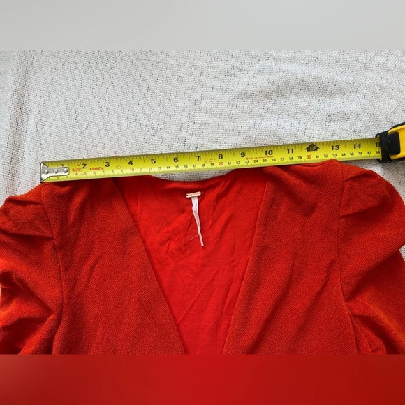 FREE People 70’s Orange Deep V Bell Sleeve Mini Dress Size S - Picture 9 of 12